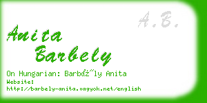 anita barbely business card